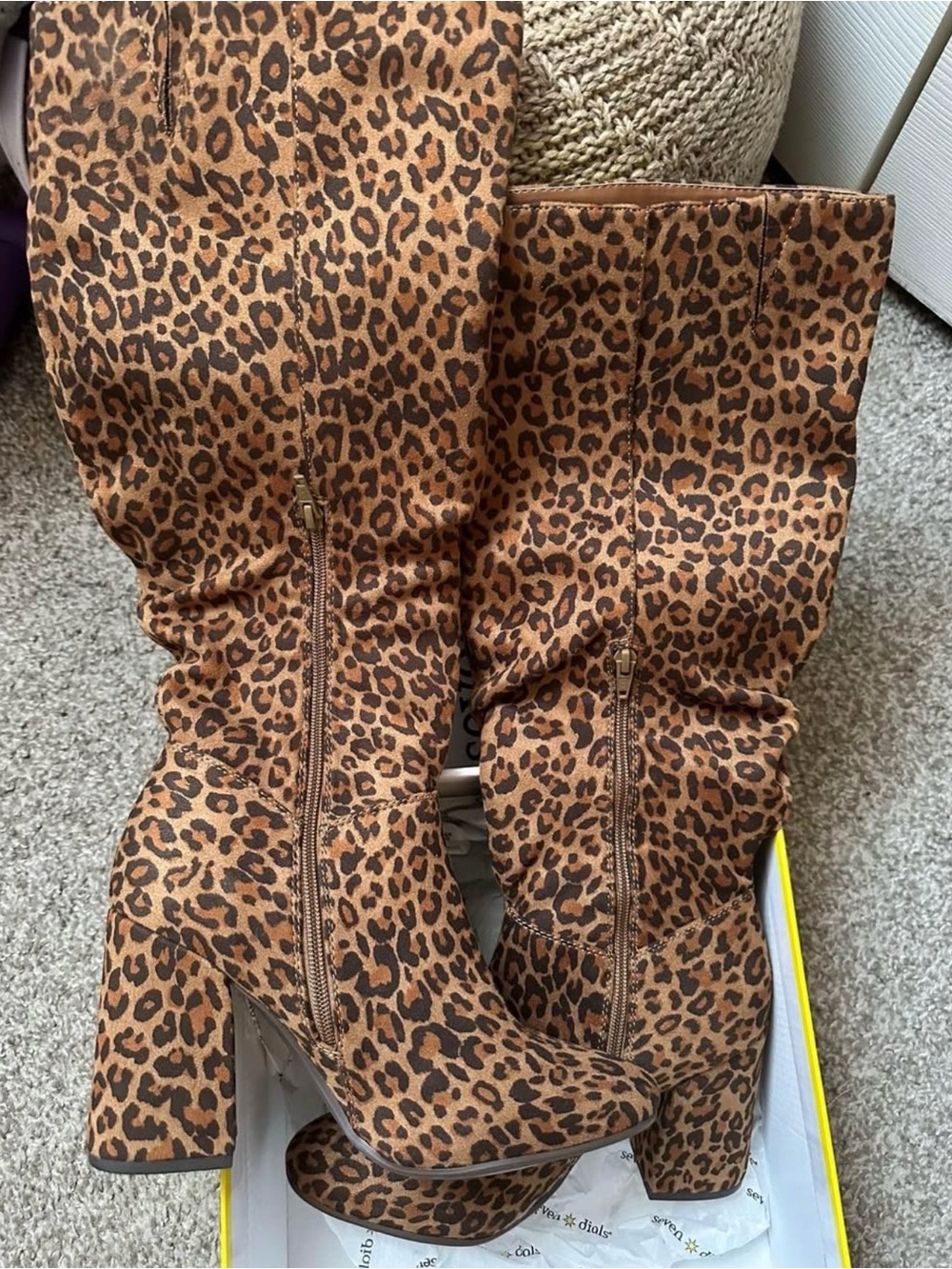 Leopard Print Slouch Knee Boots – New